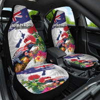 New Zealand Christmas Car Seat Cover Meri Kirihimete-Tuatara and Pohutukawa White Color LT03 One Size White - Polynesian Pride