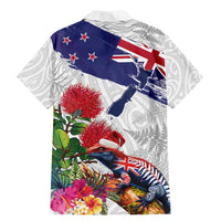 New Zealand Christmas Family Matching Mermaid Dress and Hawaiian Shirt Meri Kirihimete-Tuatara and Pohutukawa White Color LT03 - Polynesian Pride