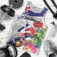 New Zealand Christmas Men Tank Top Meri Kirihimete-Tuatara and Pohutukawa White Color LT03 - Polynesian Pride