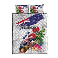 New Zealand Christmas Quilt Bed Set Meri Kirihimete-Tuatara and Pohutukawa White Color LT03 - Polynesian Pride
