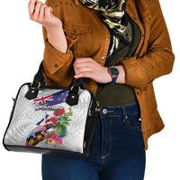 New Zealand Christmas Shoulder Handbag Meri Kirihimete-Tuatara and Pohutukawa White Color LT03 - Polynesian Pride