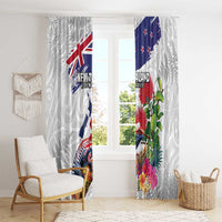 New Zealand Christmas Window Curtain Meri Kirihimete-Tuatara and Pohutukawa White Color LT03 - Polynesian Pride