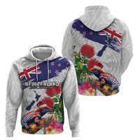 New Zealand Christmas Zip Hoodie Meri Kirihimete-Tuatara and Pohutukawa White Color LT03 - Polynesian Pride