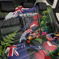New Zealand Christmas Back Car Seat Cover Meri Kirihimete-Tuatara and Pohutukawa Black Color LT03 - Polynesian Pride