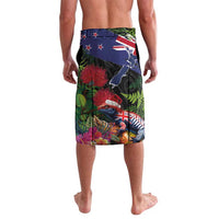 New Zealand Christmas Lavalava Meri Kirihimete-Tuatara and Pohutukawa Black Color LT03 - Polynesian Pride