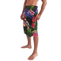 New Zealand Christmas Lavalava Meri Kirihimete-Tuatara and Pohutukawa Black Color LT03 - Polynesian Pride