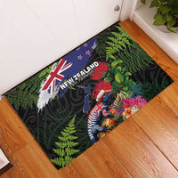 New Zealand Christmas Rubber Doormat Meri Kirihimete-Tuatara and Pohutukawa Black Color LT03 - Polynesian Pride