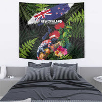 New Zealand Christmas Tapestry Meri Kirihimete-Tuatara and Pohutukawa Black Color LT03 - Polynesian Pride