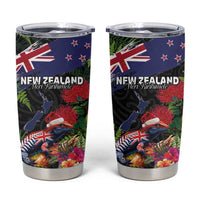 New Zealand Christmas Tumbler Cup Meri Kirihimete-Tuatara and Pohutukawa Black Color LT03 Black - Polynesian Pride