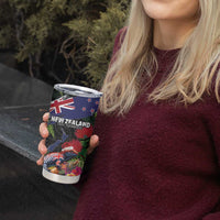 New Zealand Christmas Tumbler Cup Meri Kirihimete-Tuatara and Pohutukawa Black Color LT03 - Polynesian Pride