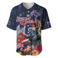 Australia and New Zealand Baseball Jersey Merry Christmas-Tuatara and Koala with Plants Xmas Style LT03 Navy - Polynesian Pride
