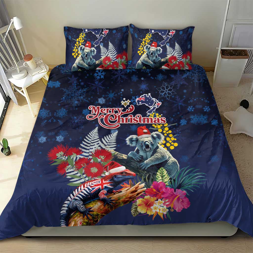 Australia and New Zealand Bedding Set Merry Christmas-Tuatara and Koala with Plants Xmas Style LT03 - Polynesian Pride