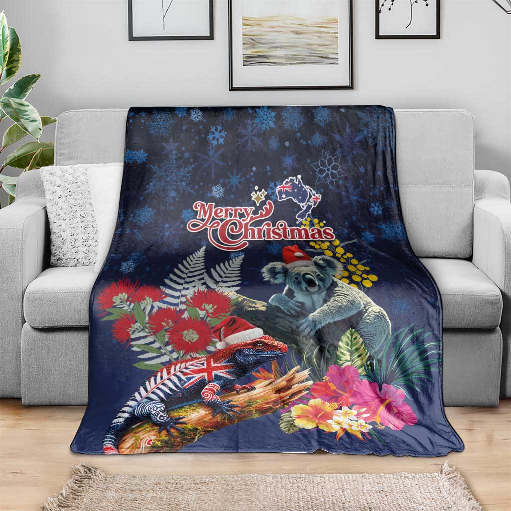 Australia and New Zealand Blanket Merry Christmas-Tuatara and Koala with Plants Xmas Style LT03 - Polynesian Pride