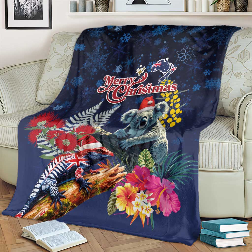 Australia and New Zealand Blanket Merry Christmas-Tuatara and Koala with Plants Xmas Style LT03 - Polynesian Pride
