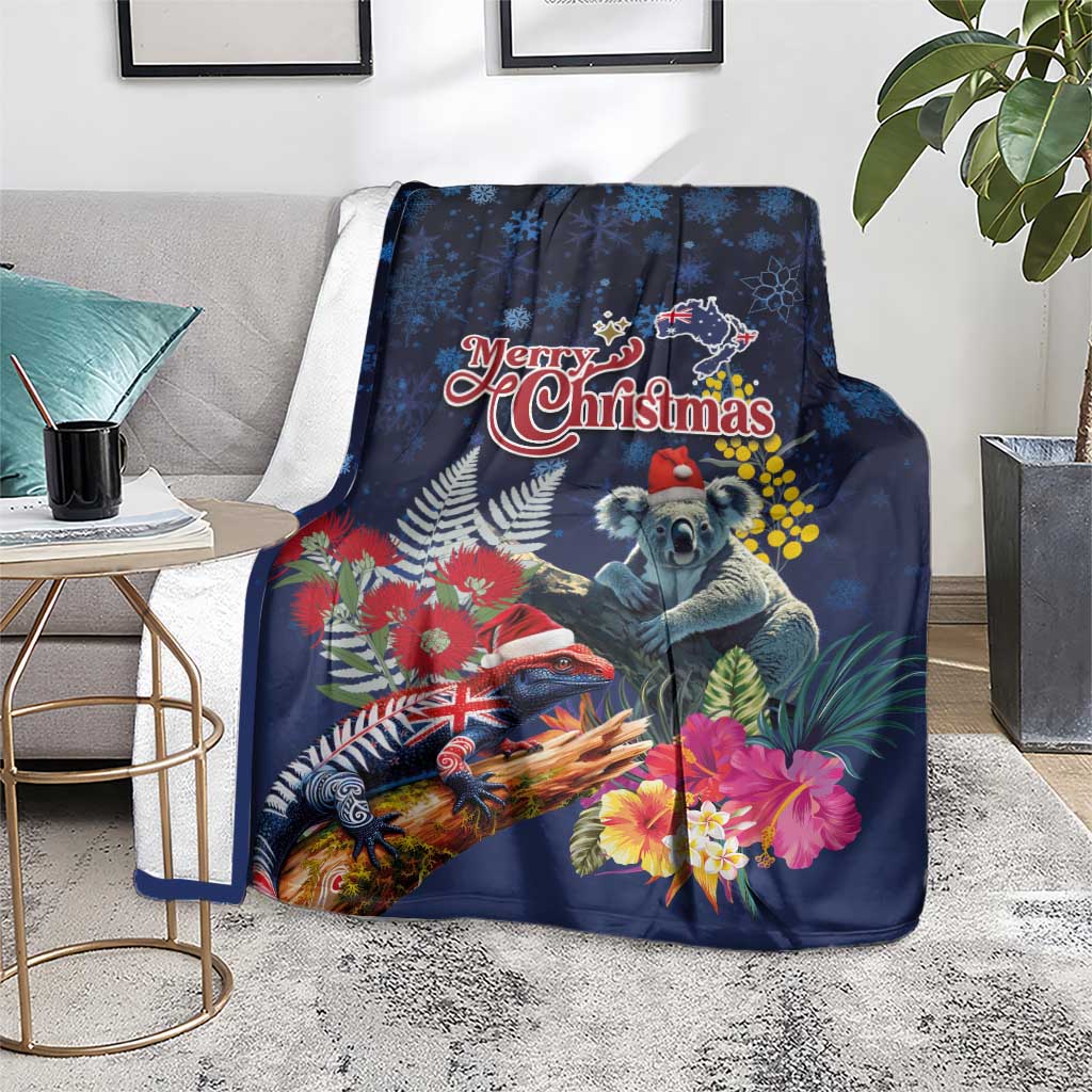 Australia and New Zealand Blanket Merry Christmas-Tuatara and Koala with Plants Xmas Style LT03 - Polynesian Pride