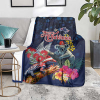 Australia and New Zealand Blanket Merry Christmas-Tuatara and Koala with Plants Xmas Style LT03 - Polynesian Pride