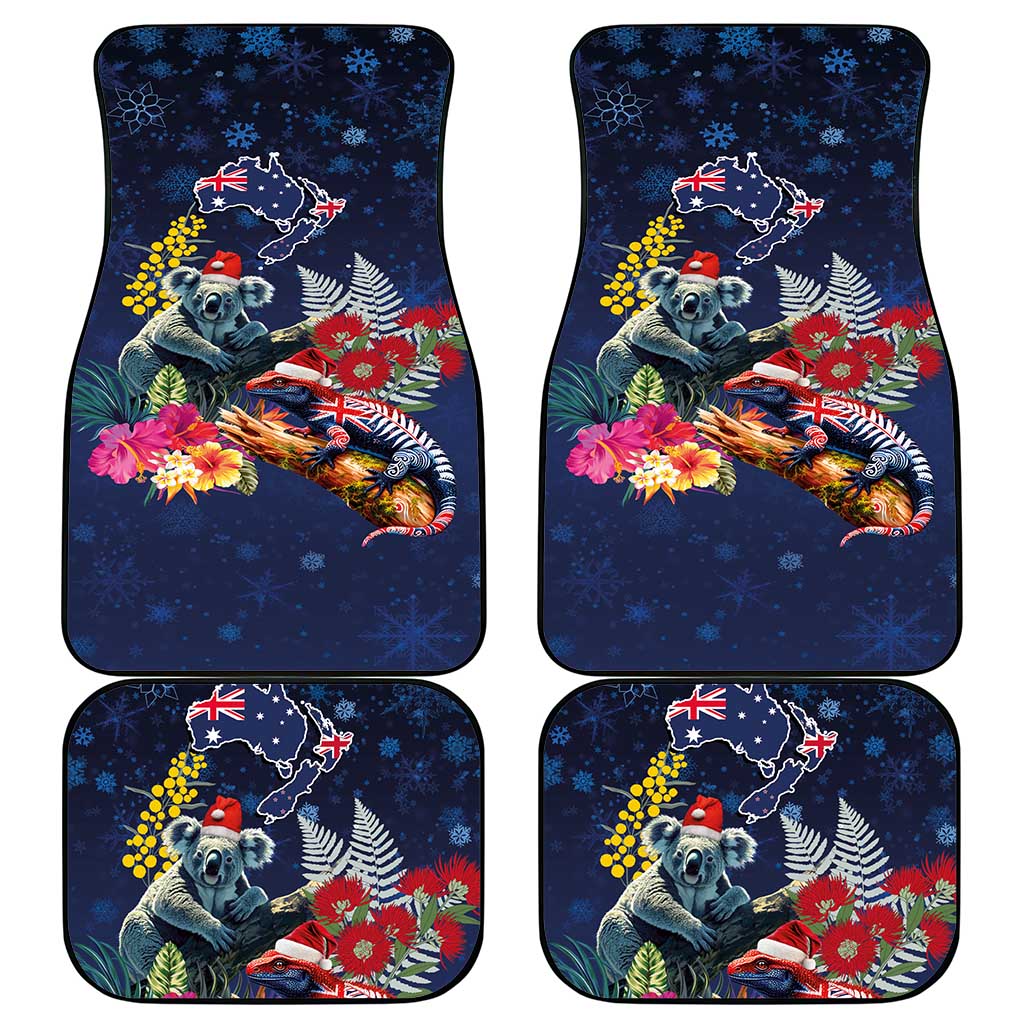Australia and New Zealand Car Mats Merry Christmas-Tuatara and Koala with Plants Xmas Style LT03 - Polynesian Pride