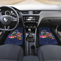 Australia and New Zealand Car Mats Merry Christmas-Tuatara and Koala with Plants Xmas Style LT03 Set 2pcs - Front Navy - Polynesian Pride