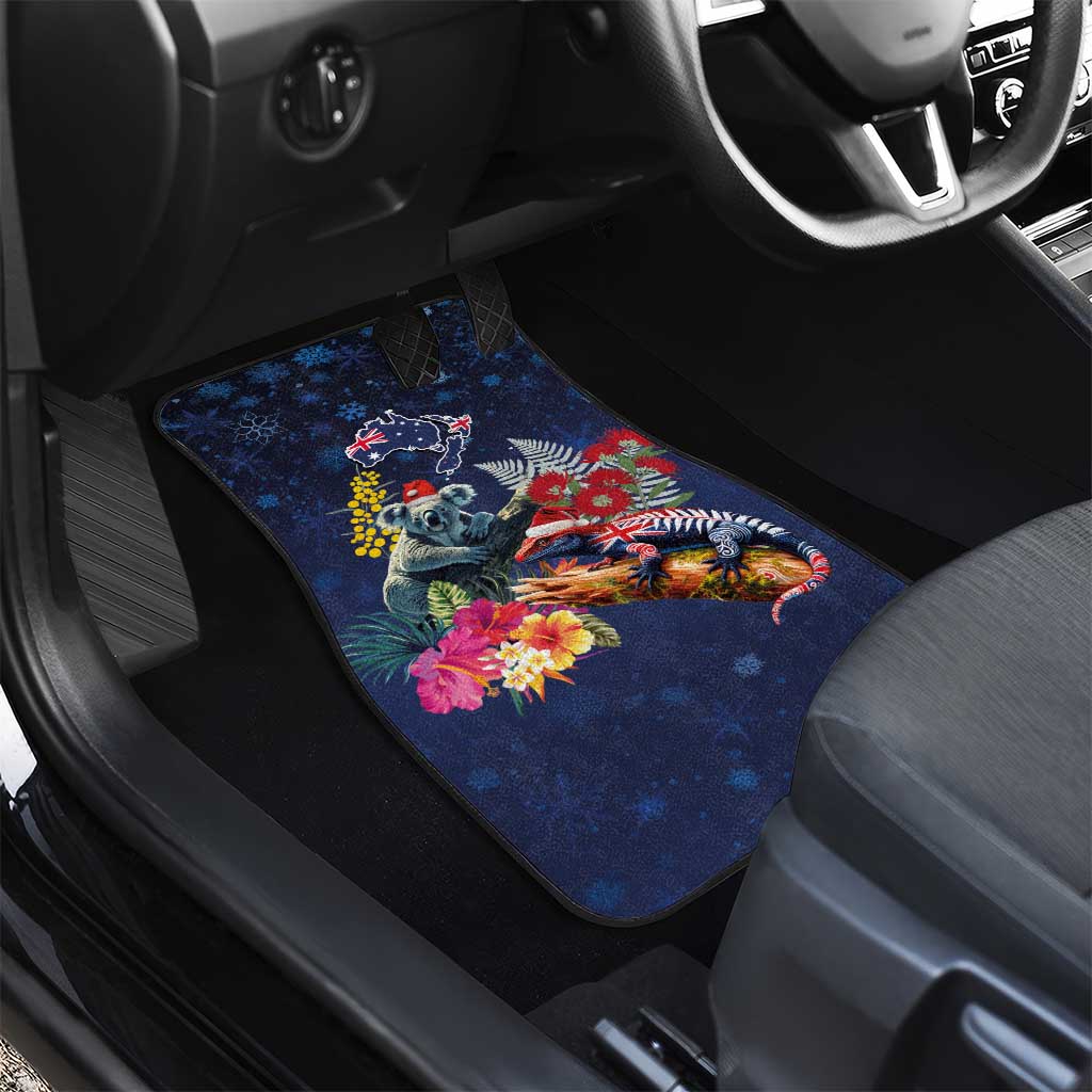 Australia and New Zealand Car Mats Merry Christmas-Tuatara and Koala with Plants Xmas Style LT03 - Polynesian Pride