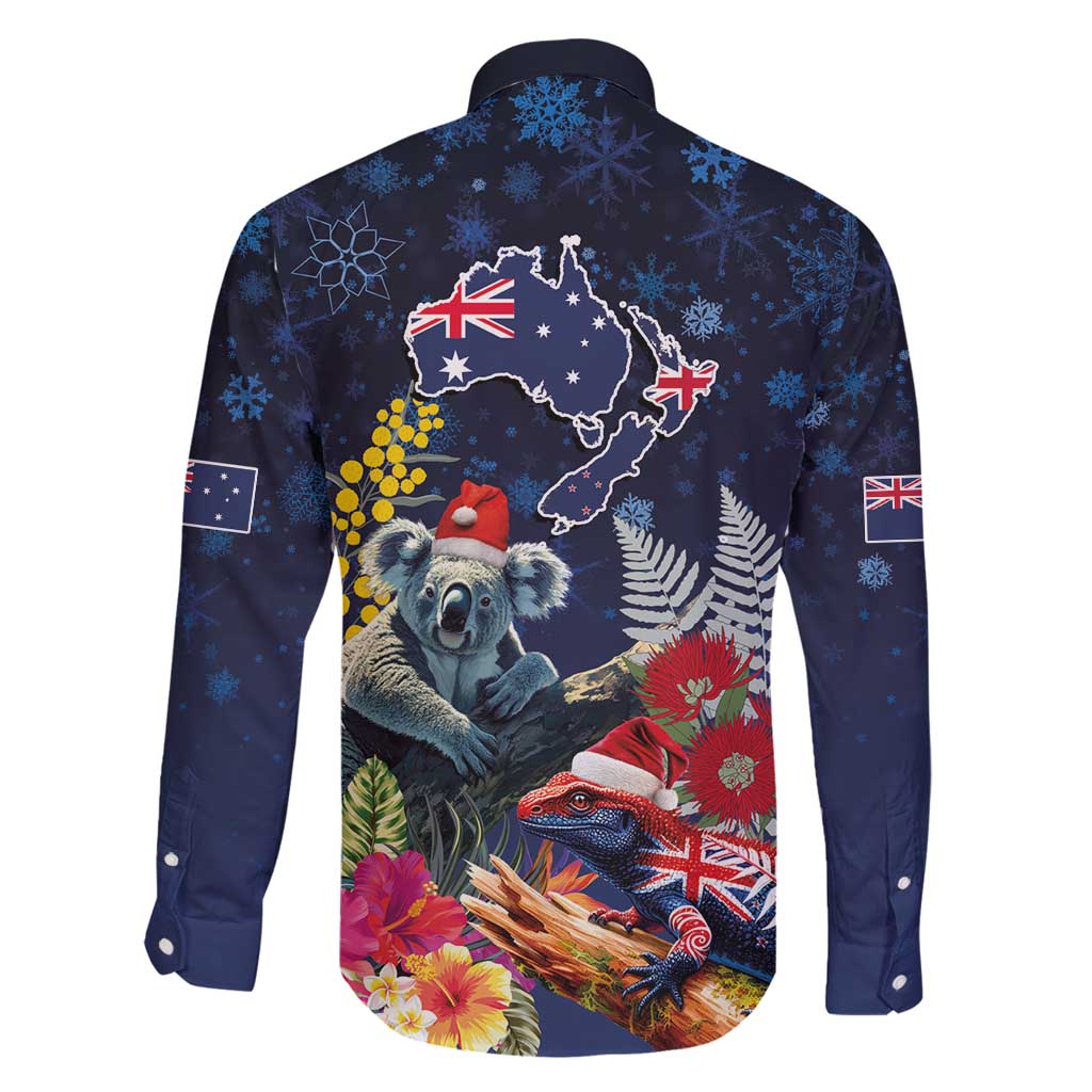 Australia and New Zealand Family Matching Mermaid Dress and Hawaiian Shirt Merry Christmas-Tuatara and Koala with Plants Xmas Style LT03 - Polynesian Pride