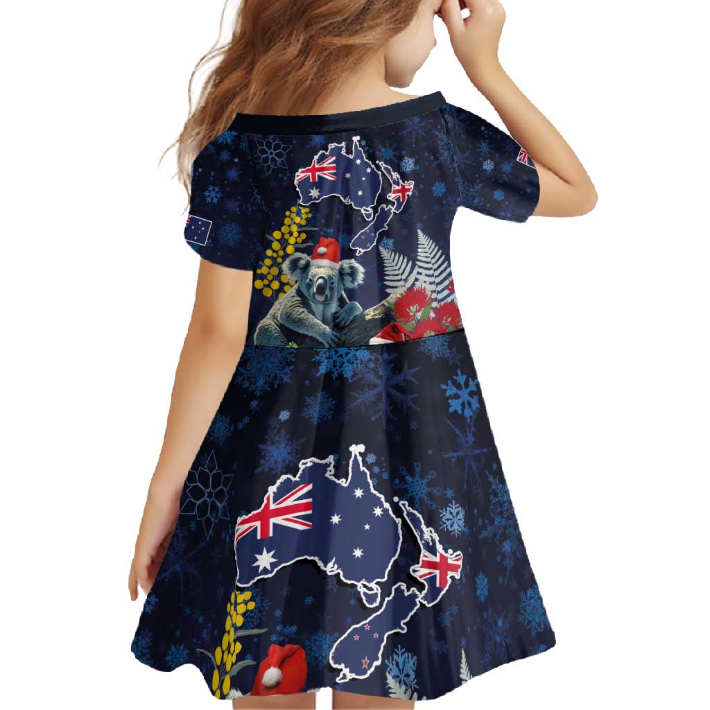 Australia and New Zealand Family Matching Off Shoulder Maxi Dress and Hawaiian Shirt Merry Christmas-Tuatara and Koala with Plants Xmas Style LT03 - Polynesian Pride