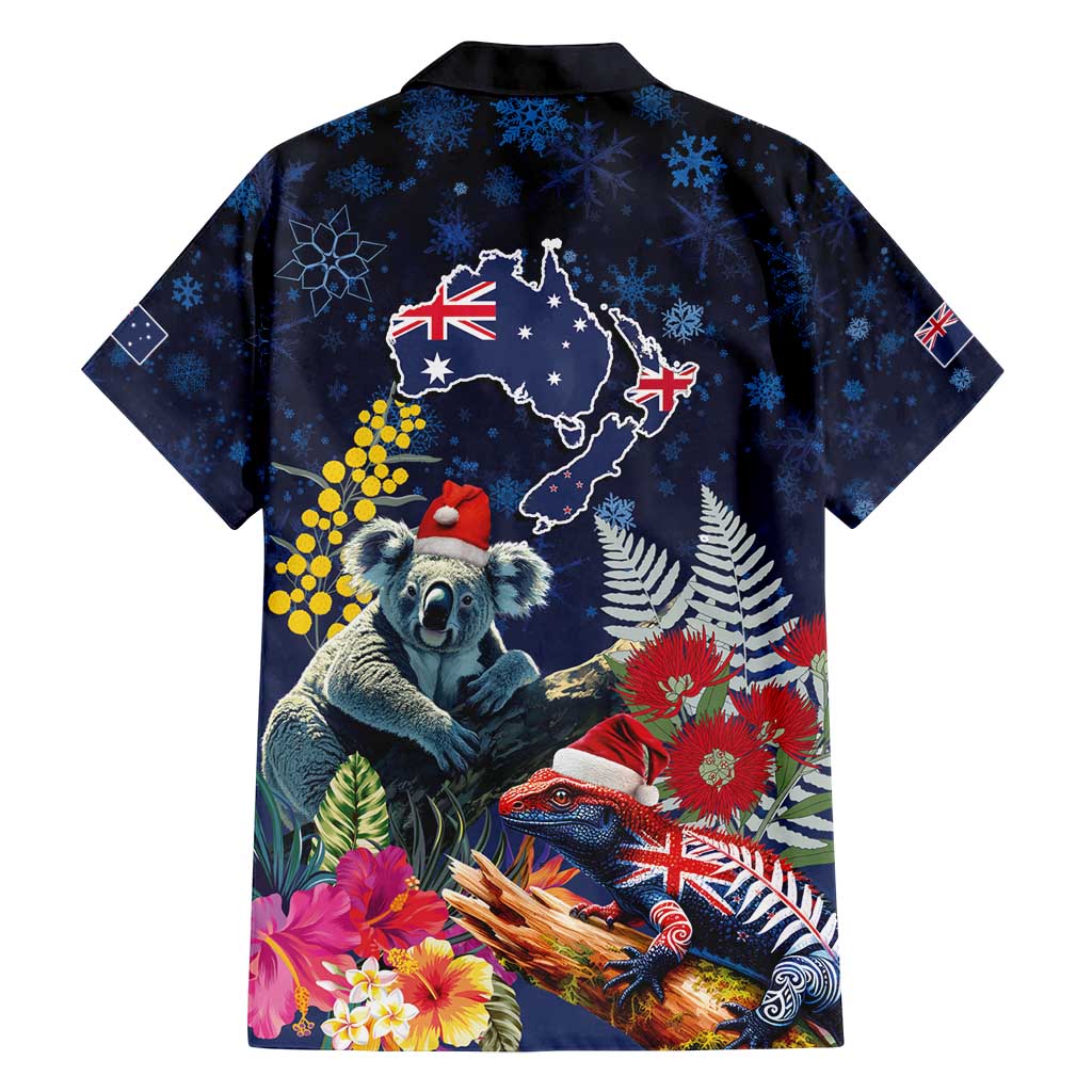 Australia and New Zealand Family Matching Tank Maxi Dress and Hawaiian Shirt Merry Christmas-Tuatara and Koala with Plants Xmas Style LT03 - Polynesian Pride