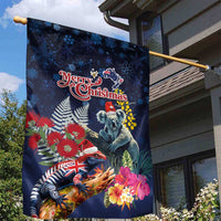 Australia and New Zealand Garden Flag Merry Christmas-Tuatara and Koala with Plants Xmas Style LT03 - Polynesian Pride