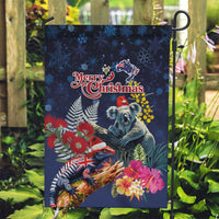 Australia and New Zealand Garden Flag Merry Christmas-Tuatara and Koala with Plants Xmas Style LT03 Garden Flag Navy - Polynesian Pride