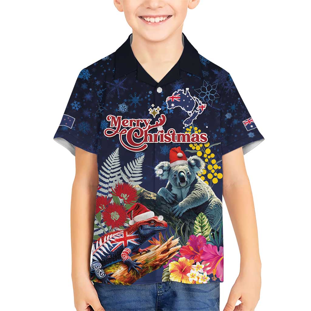 Australia and New Zealand Hawaiian Shirt Merry Christmas-Tuatara and Koala with Plants Xmas Style LT03 - Polynesian Pride