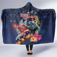 Australia and New Zealand Hooded Blanket Merry Christmas-Tuatara and Koala with Plants Xmas Style LT03 One Size Navy - Polynesian Pride