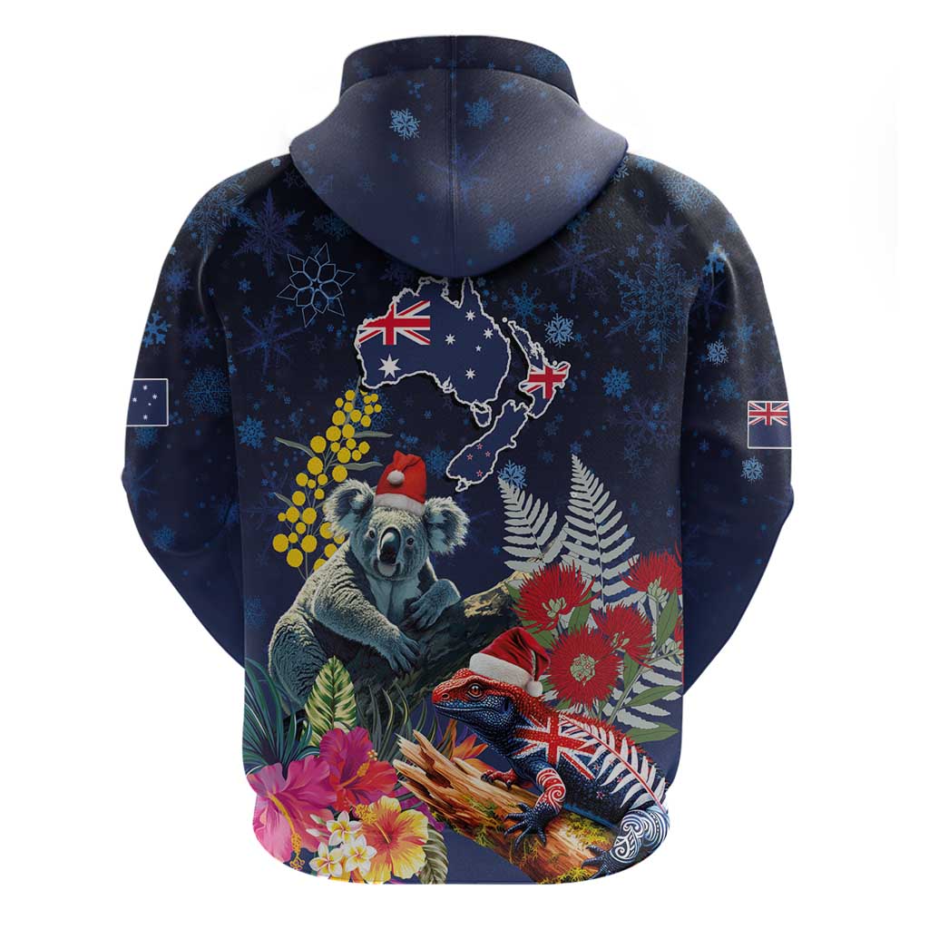 Australia and New Zealand Hoodie Merry Christmas-Tuatara and Koala with Plants Xmas Style LT03 - Polynesian Pride