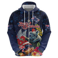 Australia and New Zealand Hoodie Merry Christmas-Tuatara and Koala with Plants Xmas Style LT03 - Polynesian Pride