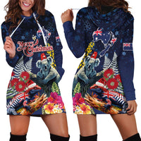 Australia and New Zealand Hoodie Dress Merry Christmas-Tuatara and Koala with Plants Xmas Style LT03 - Polynesian Pride
