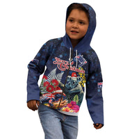 Australia and New Zealand Kid Hoodie Merry Christmas-Tuatara and Koala with Plants Xmas Style LT03 - Polynesian Pride
