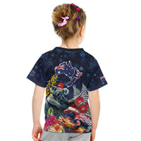 Australia and New Zealand Kid T Shirt Merry Christmas-Tuatara and Koala with Plants Xmas Style LT03 - Polynesian Pride