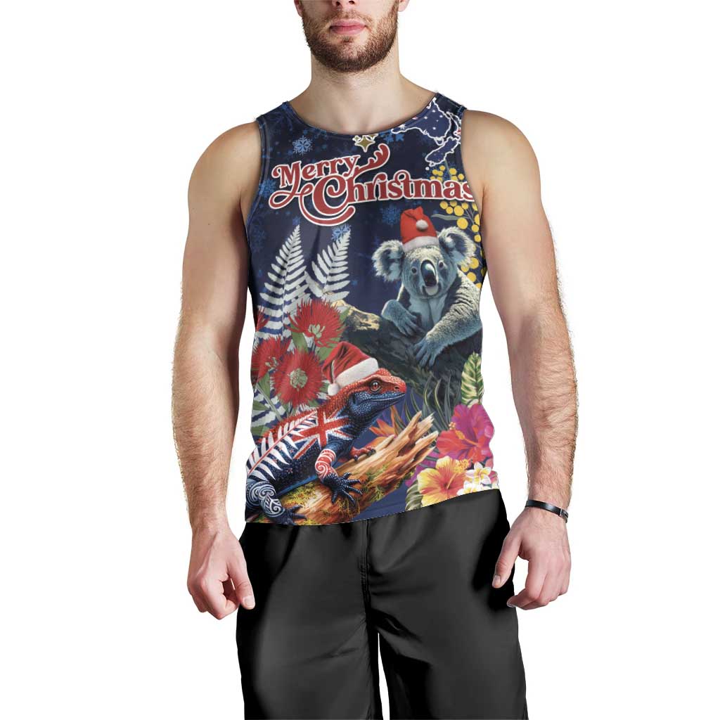 Australia and New Zealand Men Tank Top Merry Christmas-Tuatara and Koala with Plants Xmas Style LT03 - Polynesian Pride
