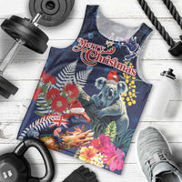 Australia and New Zealand Men Tank Top Merry Christmas-Tuatara and Koala with Plants Xmas Style LT03 - Polynesian Pride