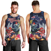 Australia and New Zealand Men Tank Top Merry Christmas-Tuatara and Koala with Plants Xmas Style LT03 - Polynesian Pride