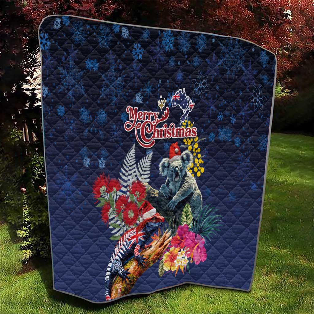 Australia and New Zealand Quilt Merry Christmas-Tuatara and Koala with Plants Xmas Style LT03 - Polynesian Pride