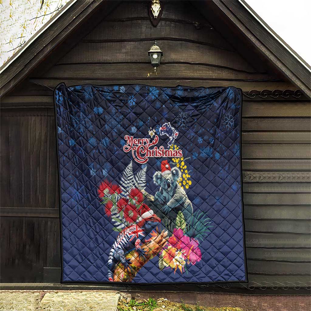 Australia and New Zealand Quilt Merry Christmas-Tuatara and Koala with Plants Xmas Style LT03 - Polynesian Pride