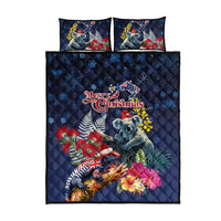 Australia and New Zealand Quilt Bed Set Merry Christmas-Tuatara and Koala with Plants Xmas Style LT03 - Polynesian Pride