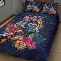Australia and New Zealand Quilt Bed Set Merry Christmas-Tuatara and Koala with Plants Xmas Style LT03 - Polynesian Pride