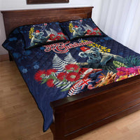 Australia and New Zealand Quilt Bed Set Merry Christmas-Tuatara and Koala with Plants Xmas Style LT03 - Polynesian Pride