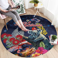 Australia and New Zealand Round Carpet Merry Christmas-Tuatara and Koala with Plants Xmas Style LT03 - Polynesian Pride