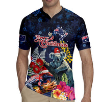 Australia and New Zealand Rugby Jersey Merry Christmas-Tuatara and Koala with Plants Xmas Style LT03 - Polynesian Pride