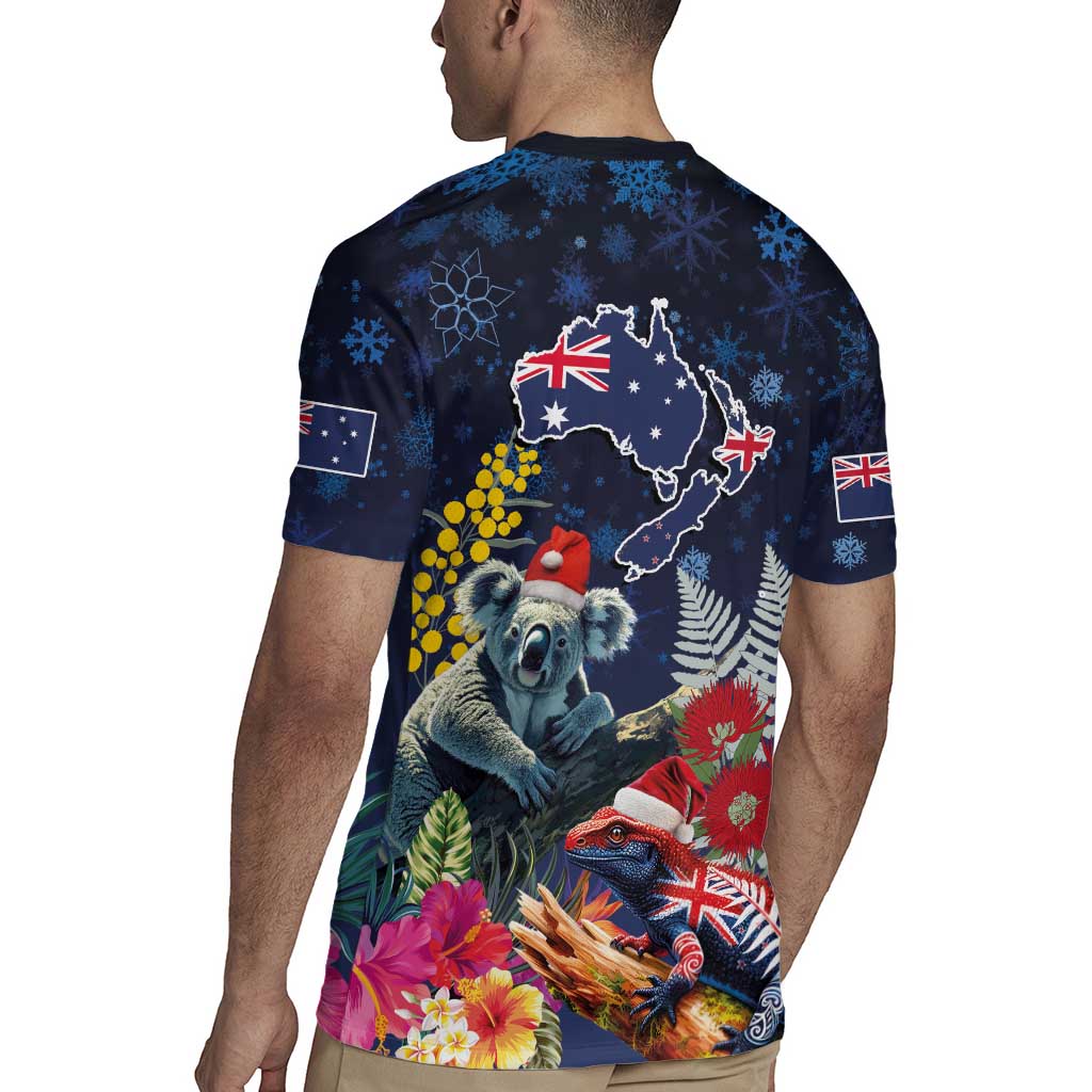 Australia and New Zealand Rugby Jersey Merry Christmas-Tuatara and Koala with Plants Xmas Style LT03 - Polynesian Pride