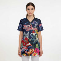 Australia and New Zealand Scrub Top Merry Christmas-Tuatara and Koala with Plants Xmas Style LT03 - Polynesian Pride