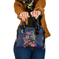 Australia and New Zealand Shoulder Handbag Merry Christmas-Tuatara and Koala with Plants Xmas Style LT03 One Size Navy - Polynesian Pride