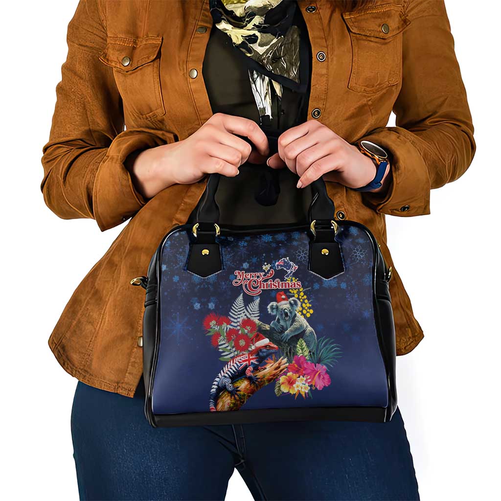 Australia and New Zealand Shoulder Handbag Merry Christmas-Tuatara and Koala with Plants Xmas Style LT03 - Polynesian Pride