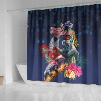 Australia and New Zealand Shower Curtain Merry Christmas-Tuatara and Koala with Plants Xmas Style LT03 - Polynesian Pride
